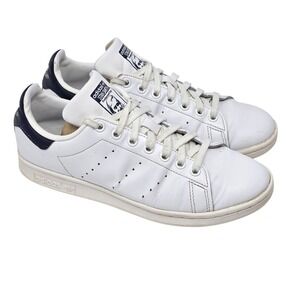 Adidas Stan Smith Sneakers White Navy Leather Lace‎ Up Men's Size 7